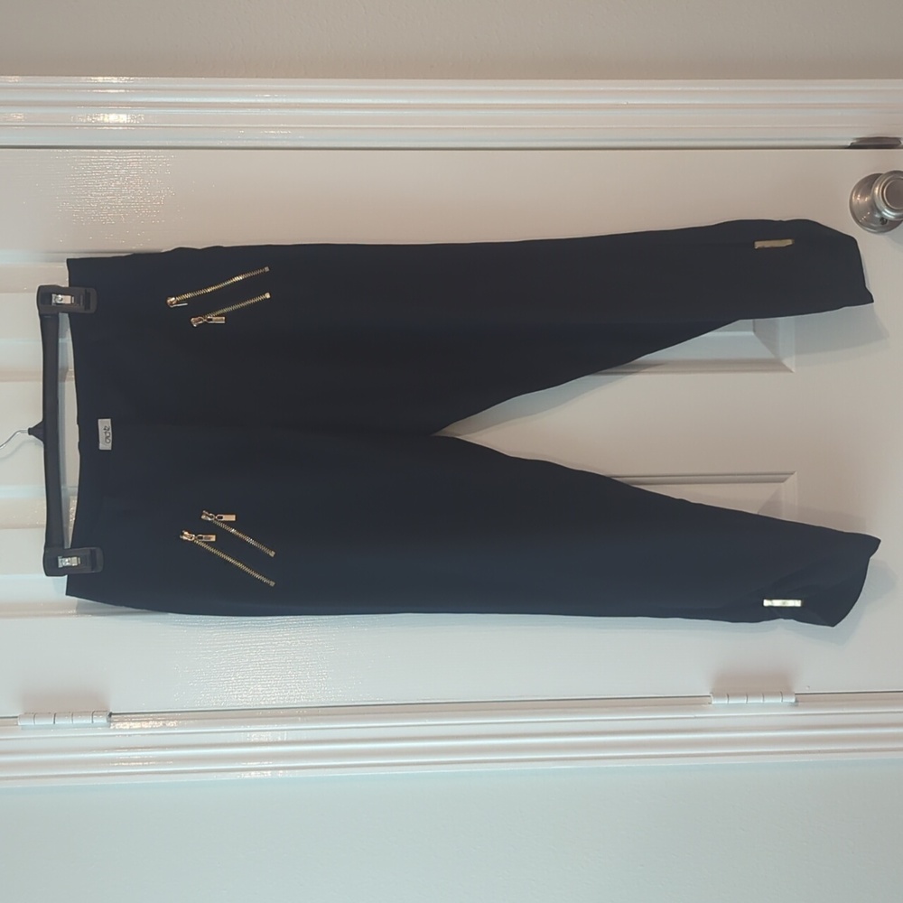 Cache Cropped Pant in Navy with Gold Detail, Size 0
